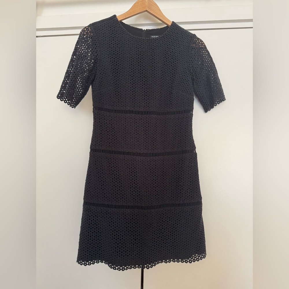 Club Monaco Black Eyelet Midi Dress